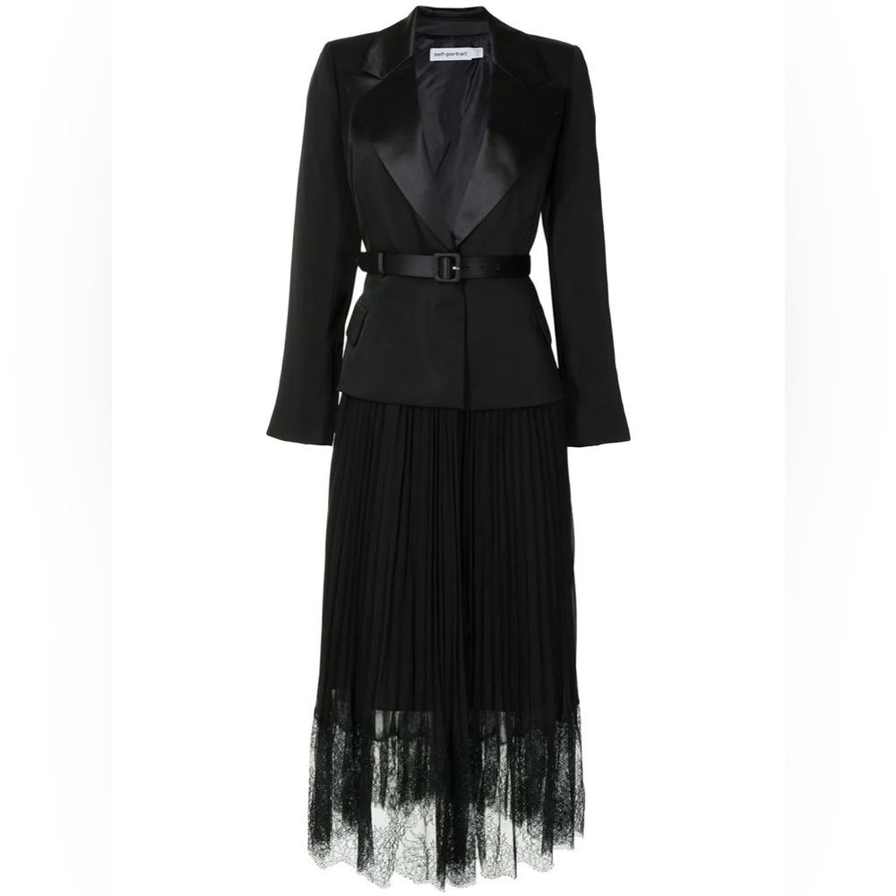 Self-Portrait Tailored Crepe Chiffon Midi Dress
